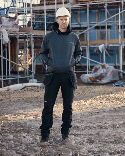 Grey Black Coloured Apache Mens Kingston Hooded Sweatshirt on outdoor background 