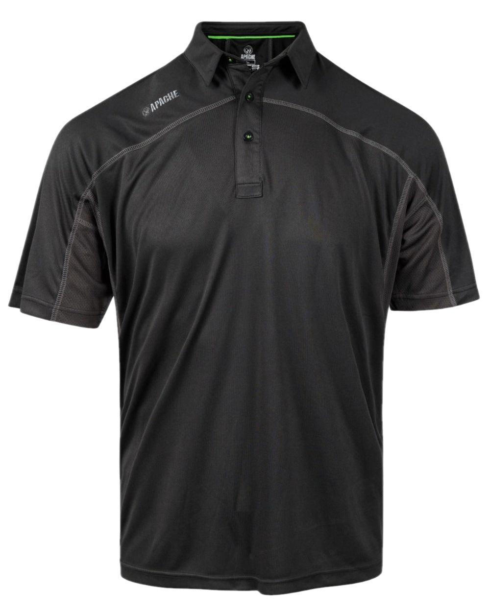 Black Grey Coloured Apache Mens Langley Polo Shirt on white background 