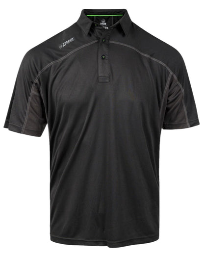 Black Grey Coloured Apache Mens Langley Polo Shirt on white background 