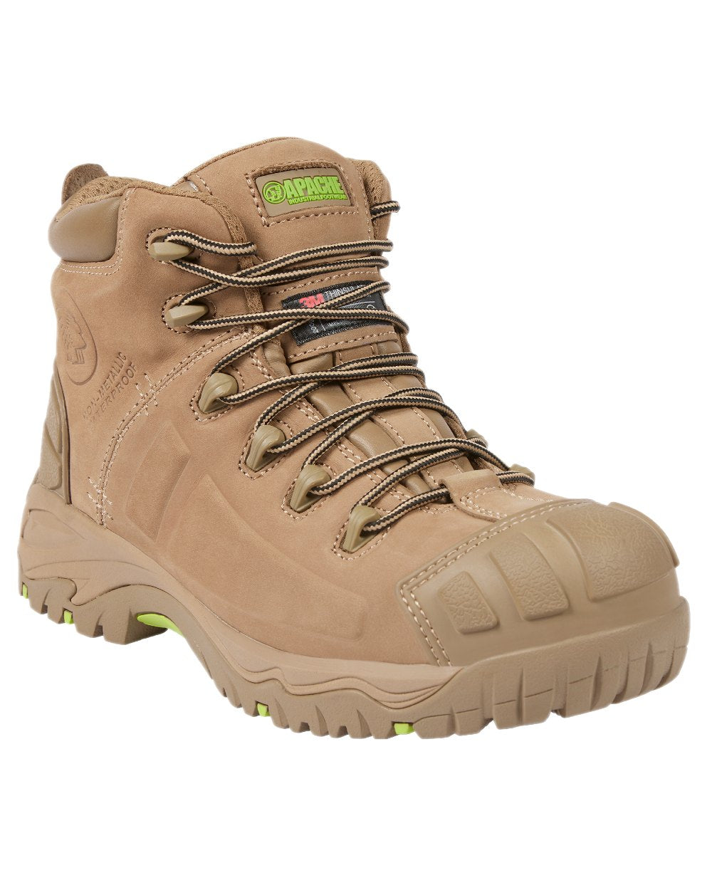 Stone Coloured Apache Mens Mercury Non-Metallic Waterproof Boots on white background 