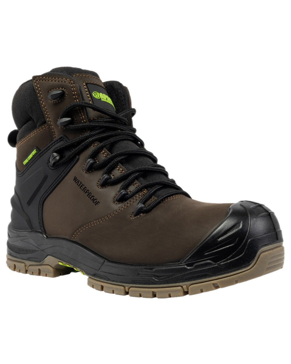 Brown Coloured Apache Mens Mission 100% Non-Metallic Safety Boots on white background 