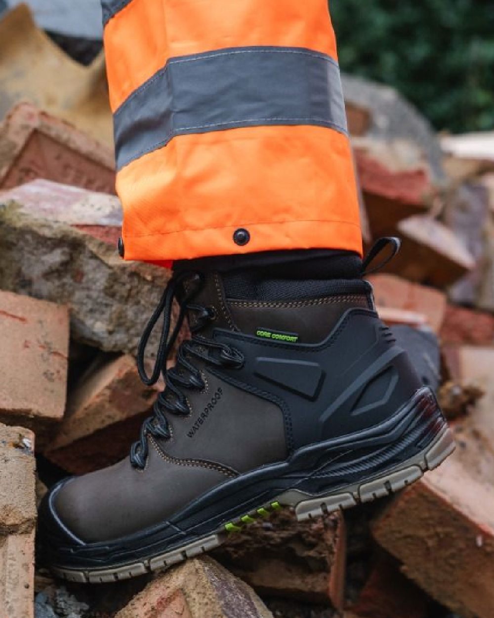 Brown Coloured Apache Mens Mission 100% Non-Metallic Safety Boots on outdoor background 