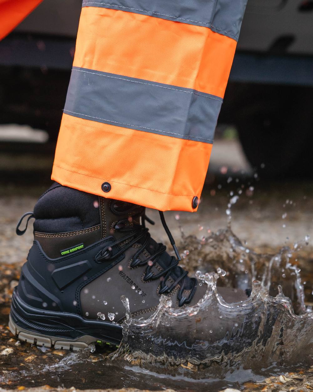 Brown Coloured Apache Mens Mission 100% Non-Metallic Safety Boots on outdoor background 