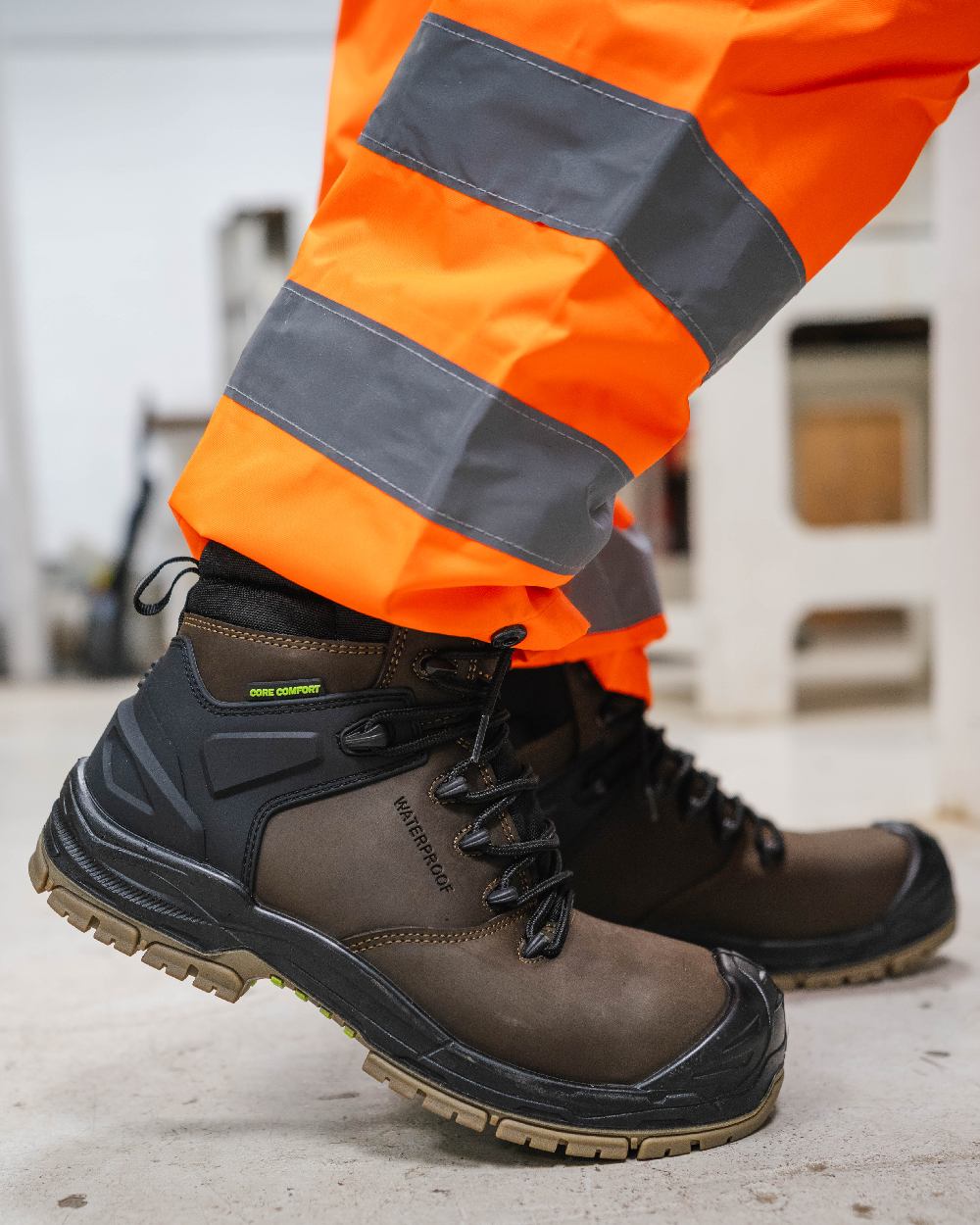 Brown Coloured Apache Mens Mission 100% Non-Metallic Safety Boots on outdoor background 