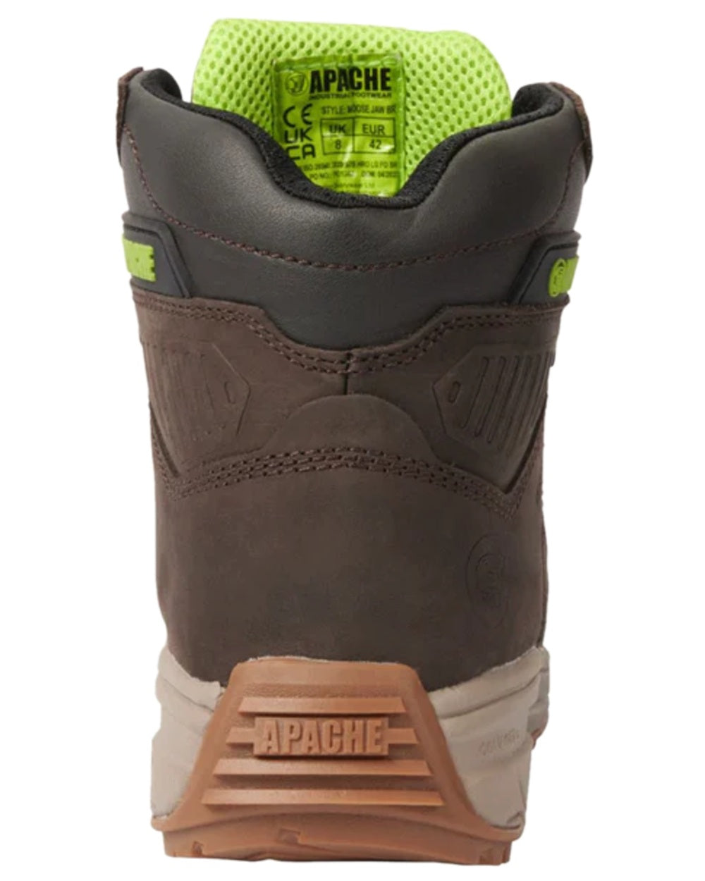 Brown Coloured Apache Mens Moose Jaw Leather Waterproof Safety Boots - XTS Outsole on white background 