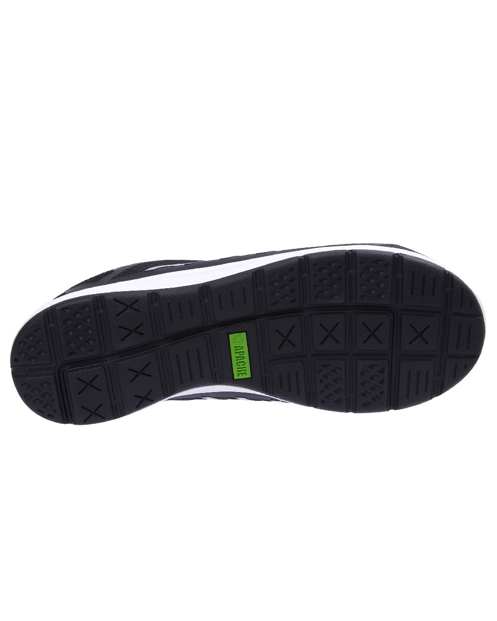 Black Coloured Apache Mens Motion Waterproof Sports Trainer Shoes on white background 