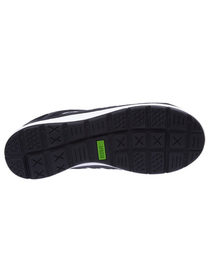 Black Coloured Apache Mens Motion Waterproof Sports Trainer Shoes on white background 