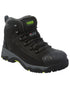 Black Coloured Apache Mens Non-Metallic Waterproof Safety Boots on white background 