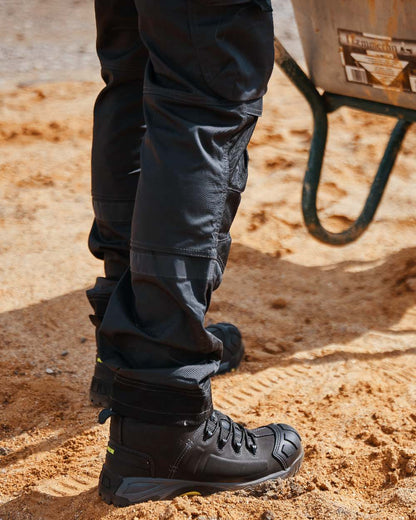 Black Coloured Apache Mens Non-Metallic Waterproof Safety Boots on outdoor background 