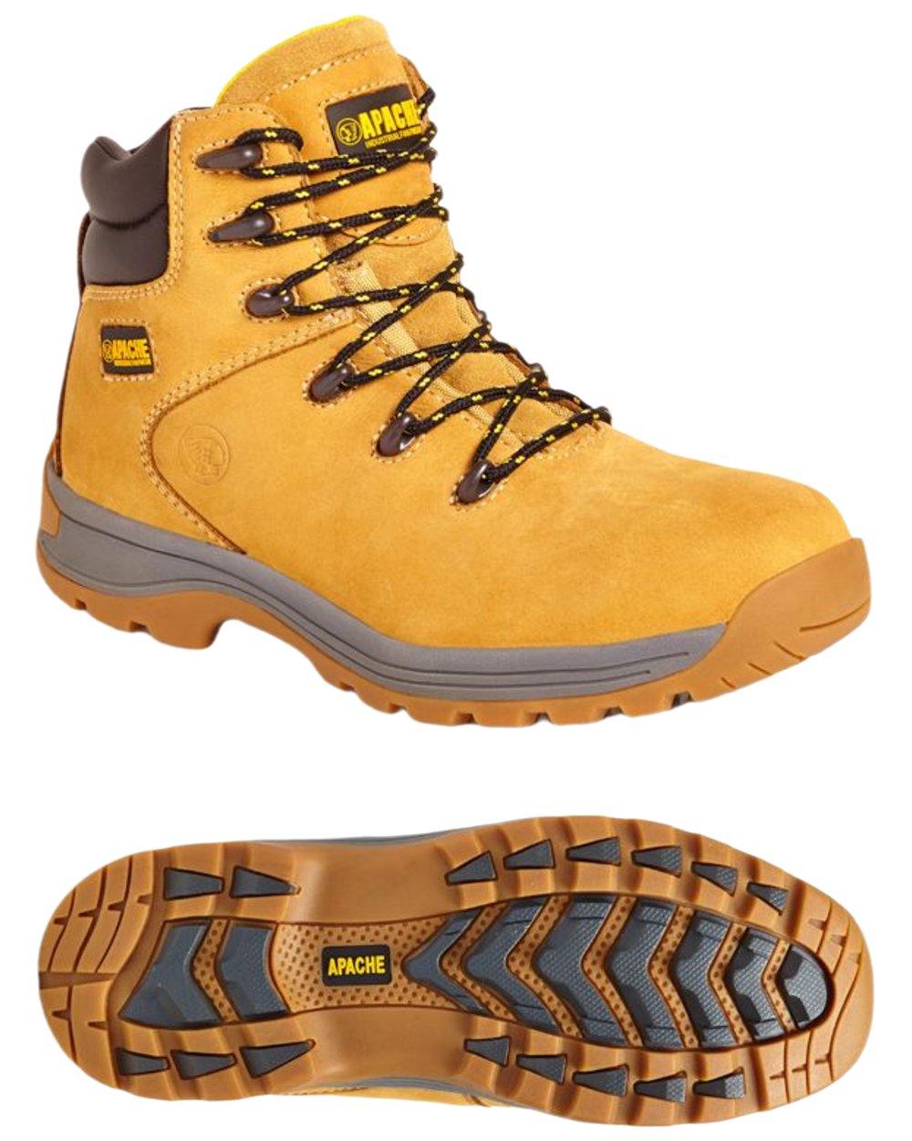 Wheat Coloured Apache Mens Nubuck Water Resistant Safety Hiker Boots on white background 