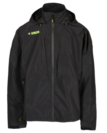 Black Coloured Apache Mens Ottawa Stretch Waterproof Jacket on white background 