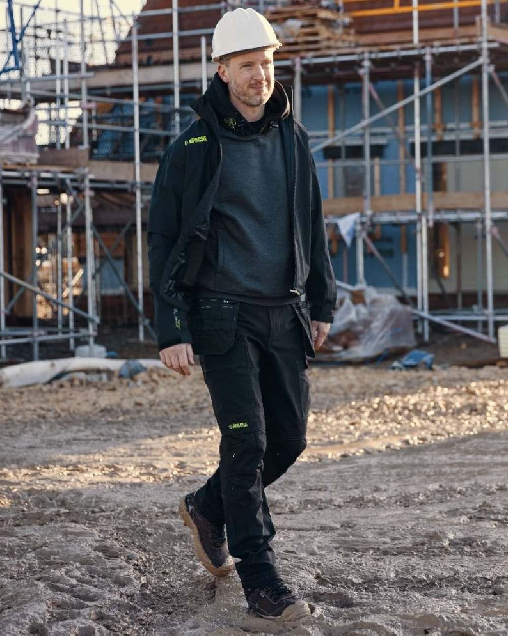 Black Coloured Apache Mens Ottawa Stretch Waterproof Jacket on outdoor background 