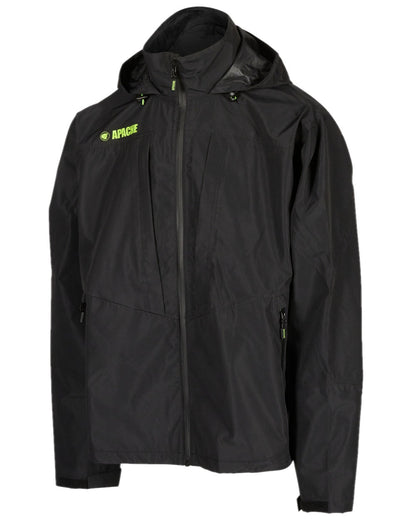 Black Coloured Apache Mens Ottawa Stretch Waterproof Jacket on white background 