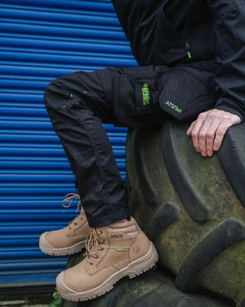 Stone Coloured Apache Mens Outback Water Resistant Side Zip Boots With HI &amp; CI on outdoor background 