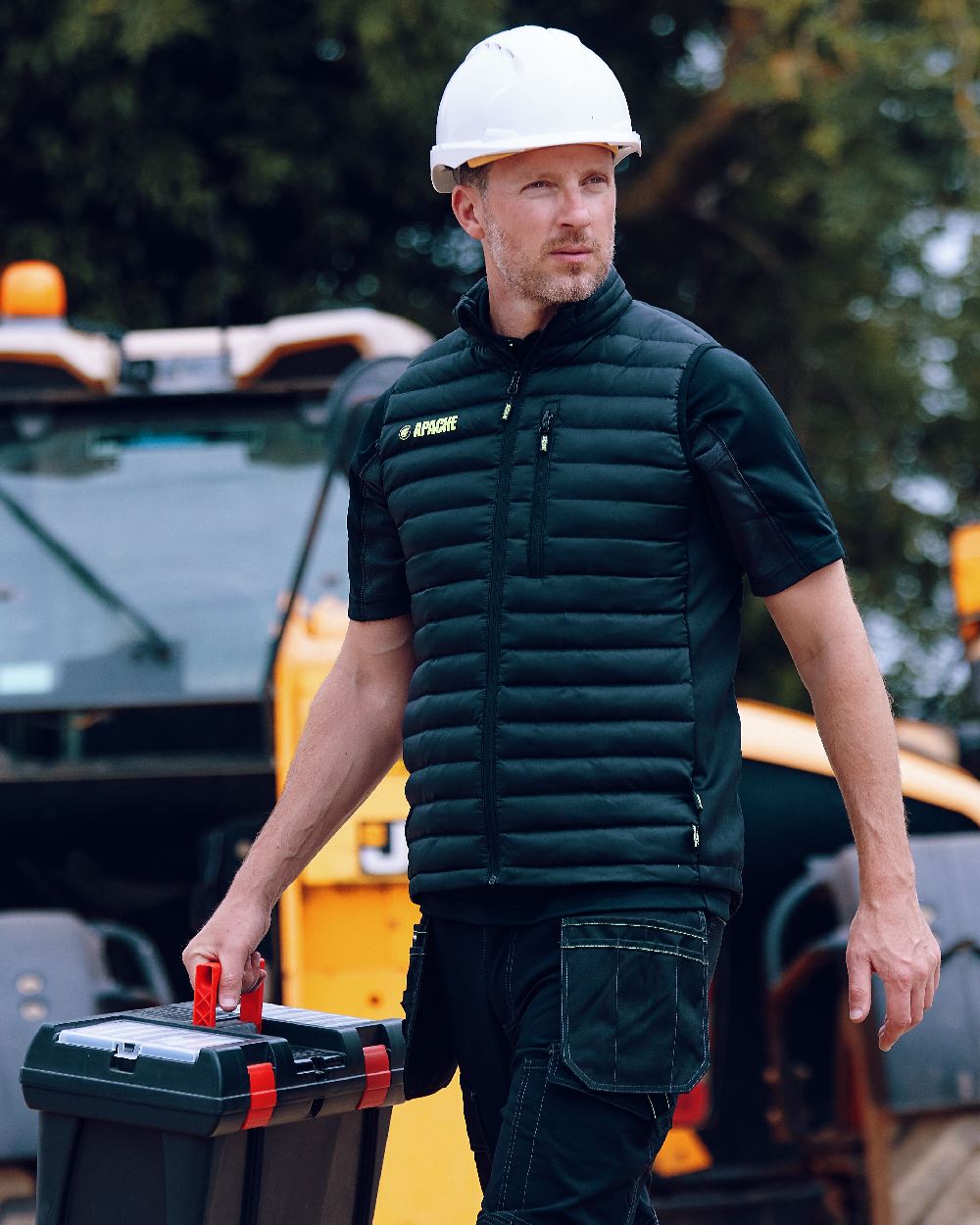 Black Coloured Apache Mens Picton Gilet With Recycled Polyester Baffles on outdoor background 