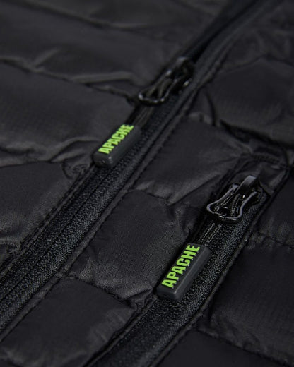 Black Coloured Apache Mens Picton Gilet With Recycled Polyester Baffles on white background 