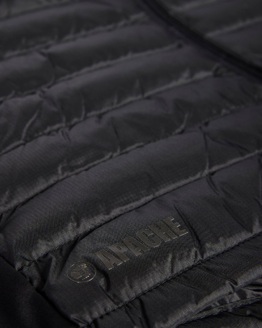 Black Coloured Apache Mens Picton Gilet With Recycled Polyester Baffles on white background 