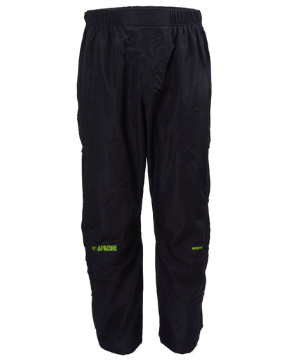 Black Coloured Apache Mens Quebec Waterproof Over Trousers on white background 