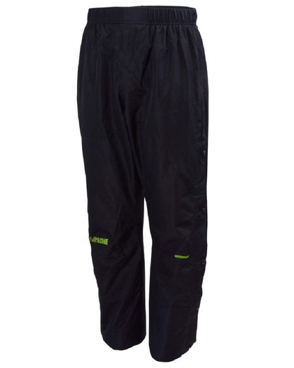 Black Coloured Apache Mens Quebec Waterproof Over Trousers on white background 