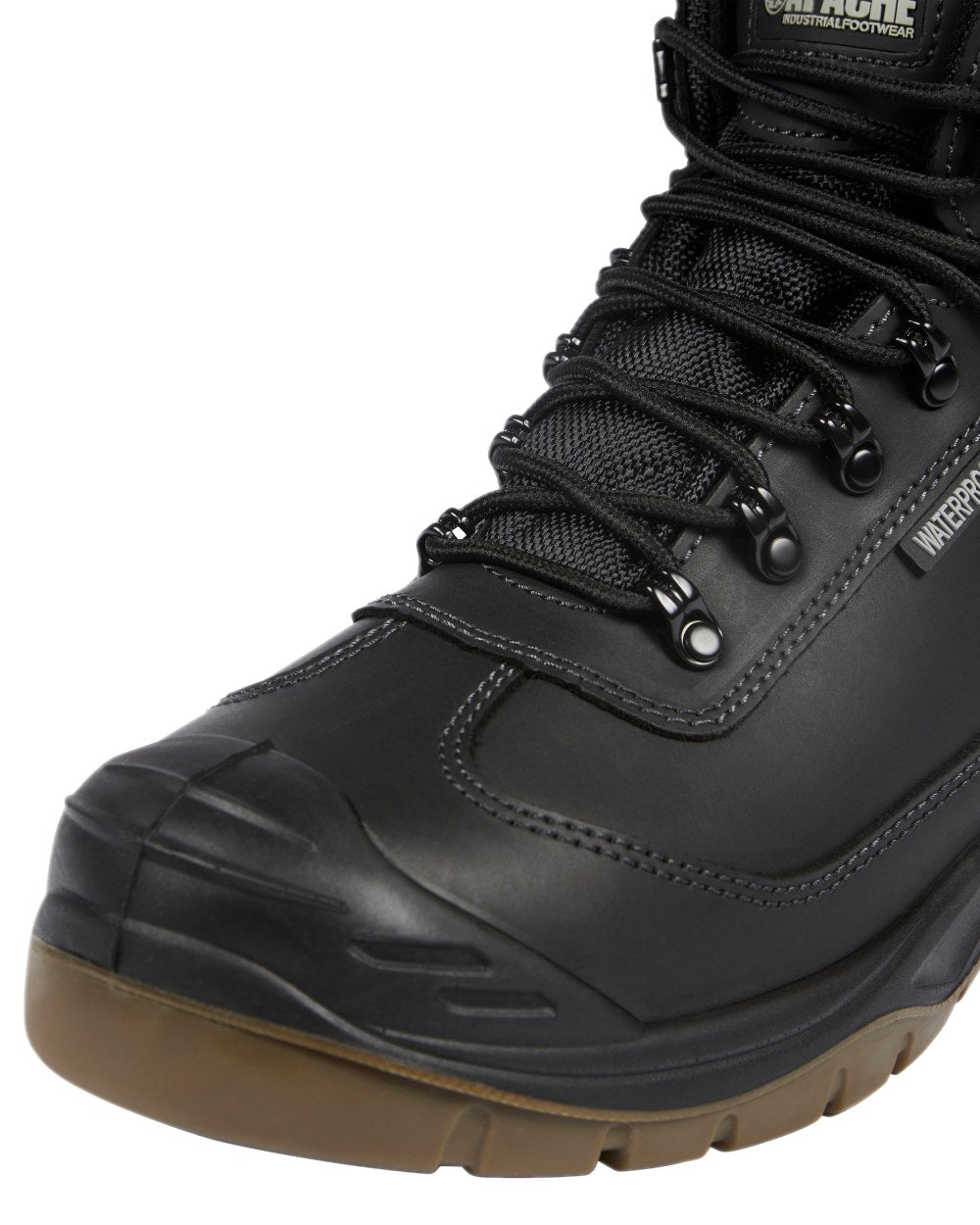 Black Coloured Apache Mens Ranger S3 Waterproof Safety Hikers on white background 