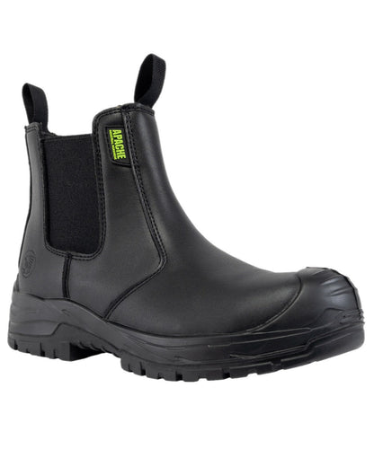 Black Coloured Apache Mens Brooks Recycled Leather Dealer Boots on white background 