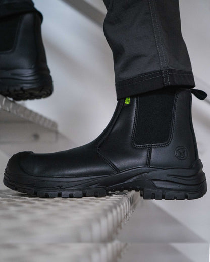 Black Coloured Apache Mens Brooks Recycled Leather Dealer Boots on outdoor background 