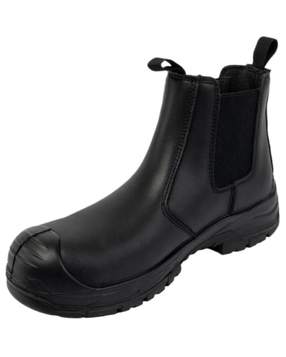 Black Coloured Apache Mens Brooks Recycled Leather Dealer Boots on white background 