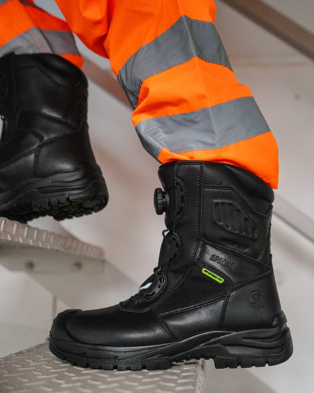 Black Coloured Apache Mens Richmond GRS Recycled Combat Boots on outdoor background 