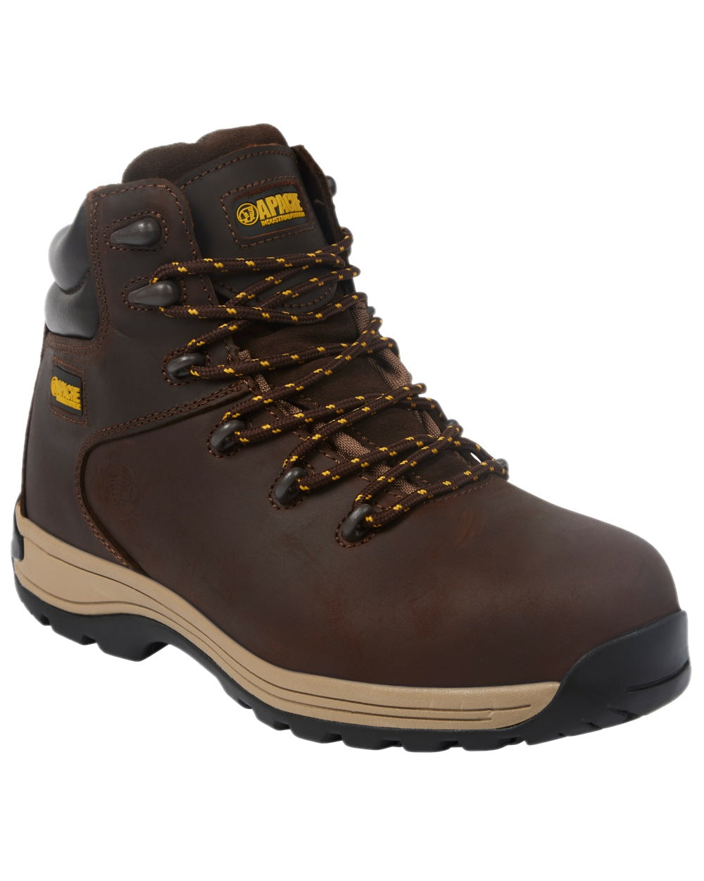 Brown Coloured Apache Mens S3 Nubuck Water Resistant Safety Hikers on white background 
