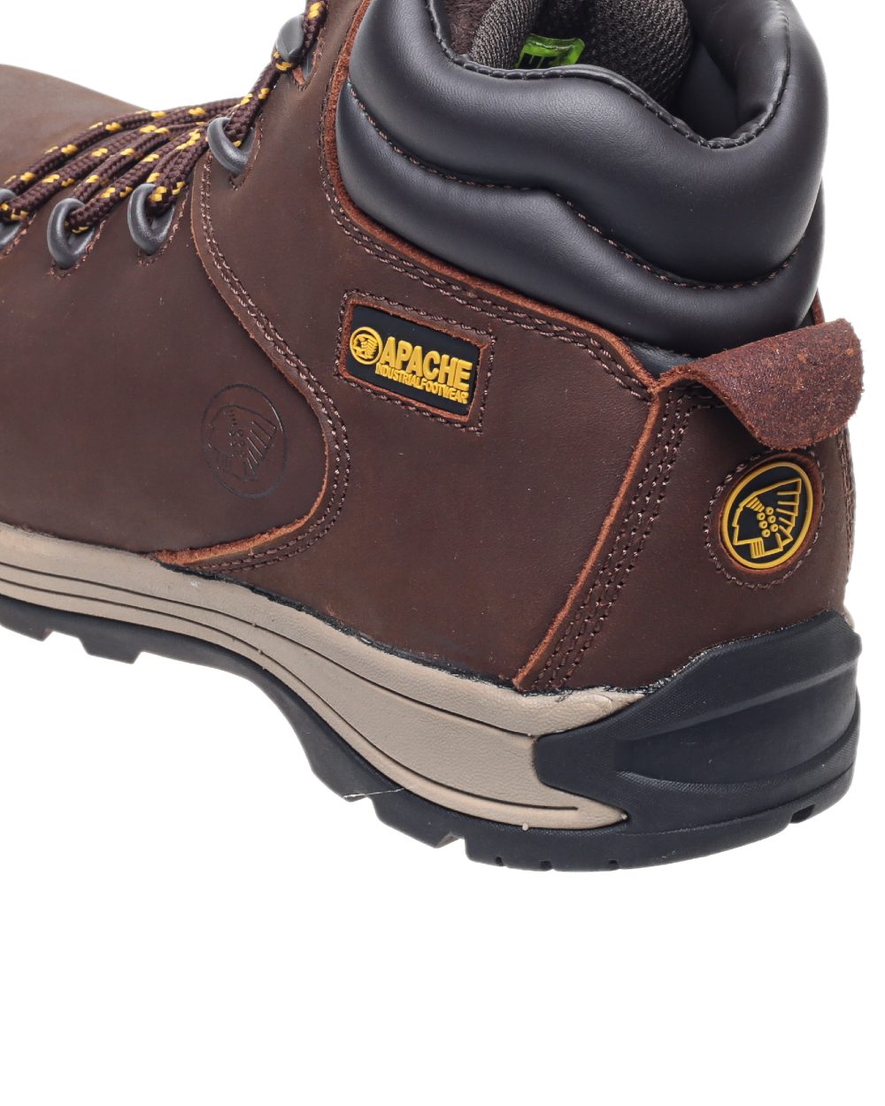 Brown Coloured Apache Mens S3 Nubuck Water Resistant Safety Hikers on white background 