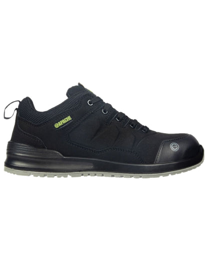 Black Coloured Apache Mens S3 Recycled Suede Safety Trainers on white background 