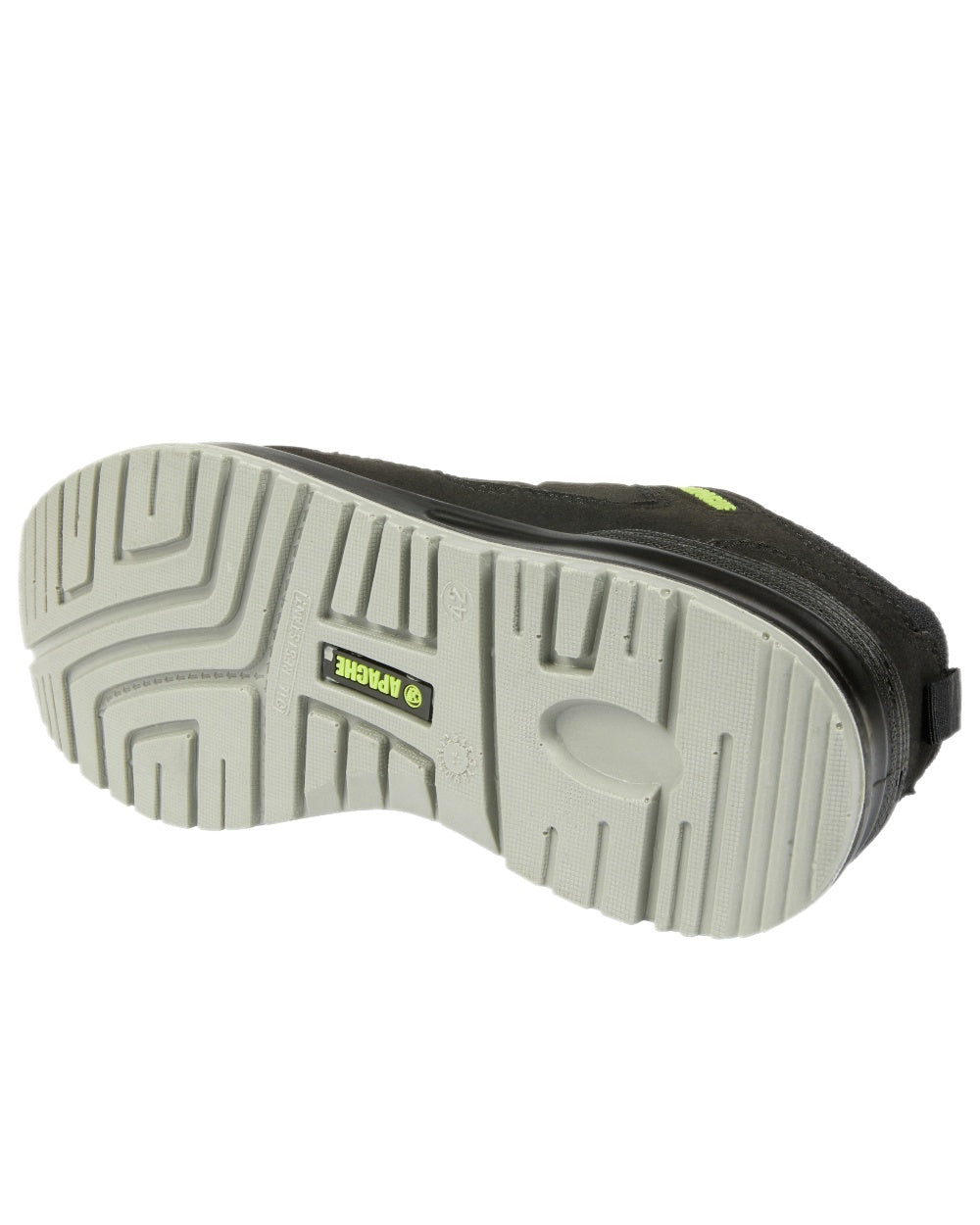 Black Coloured Apache Mens S3 Recycled Suede Safety Trainers on white background 