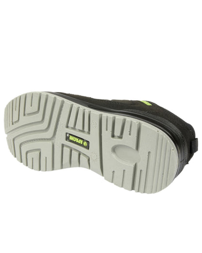 Black Coloured Apache Mens S3 Recycled Suede Safety Trainers on white background 