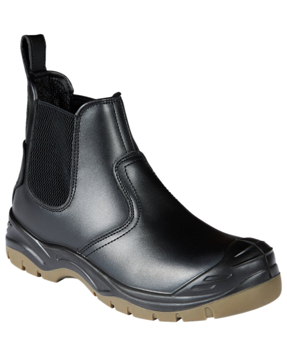 Black Coloured Apache Mens Safety Dealer Boots on white background 