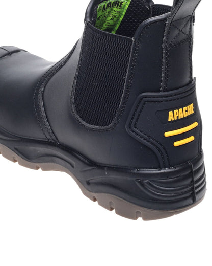 Black Coloured Apache Mens Safety Dealer Boots on white background 