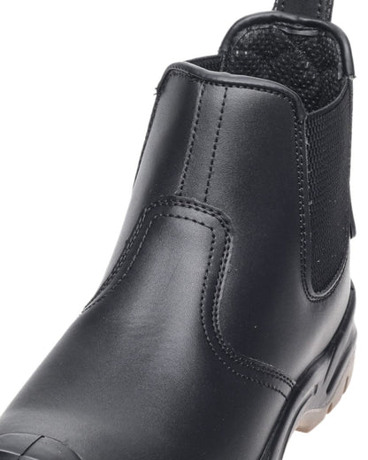 Black Coloured Apache Mens Safety Dealer Boots on white background 