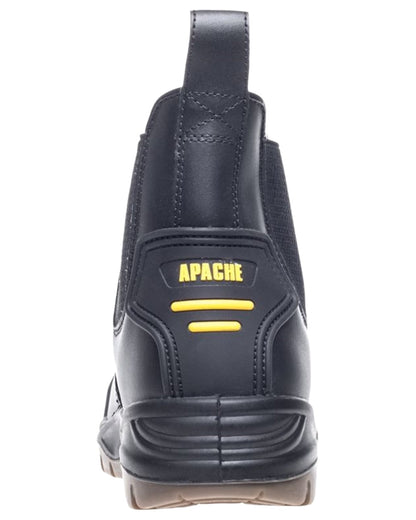 Black Coloured Apache Mens Safety Dealer Boots on white background 