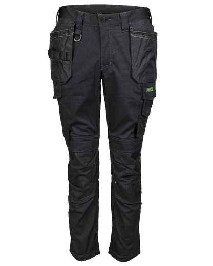 Black Coloured Apache Mens Sudbury Stretch Slim Fit Trousers on white background 
