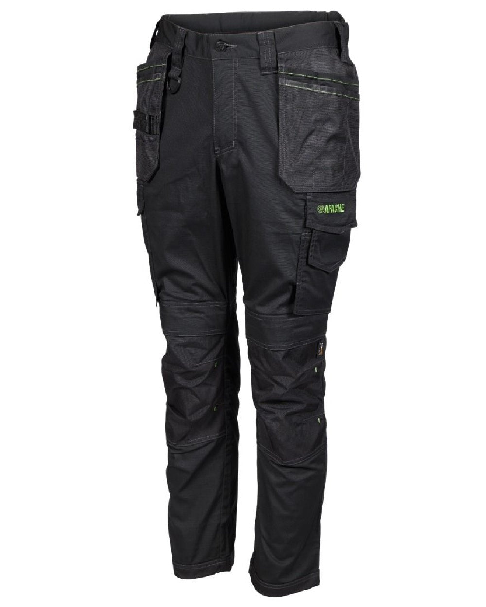 Black Coloured Apache Mens Sudbury Stretch Slim Fit Trousers on white background 