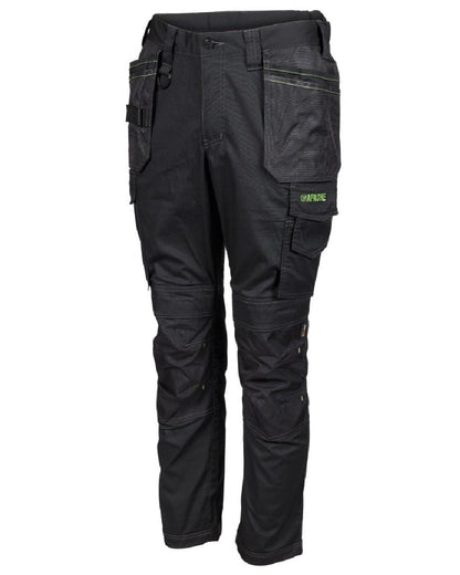 Black Coloured Apache Mens Sudbury Stretch Slim Fit Trousers on white background 