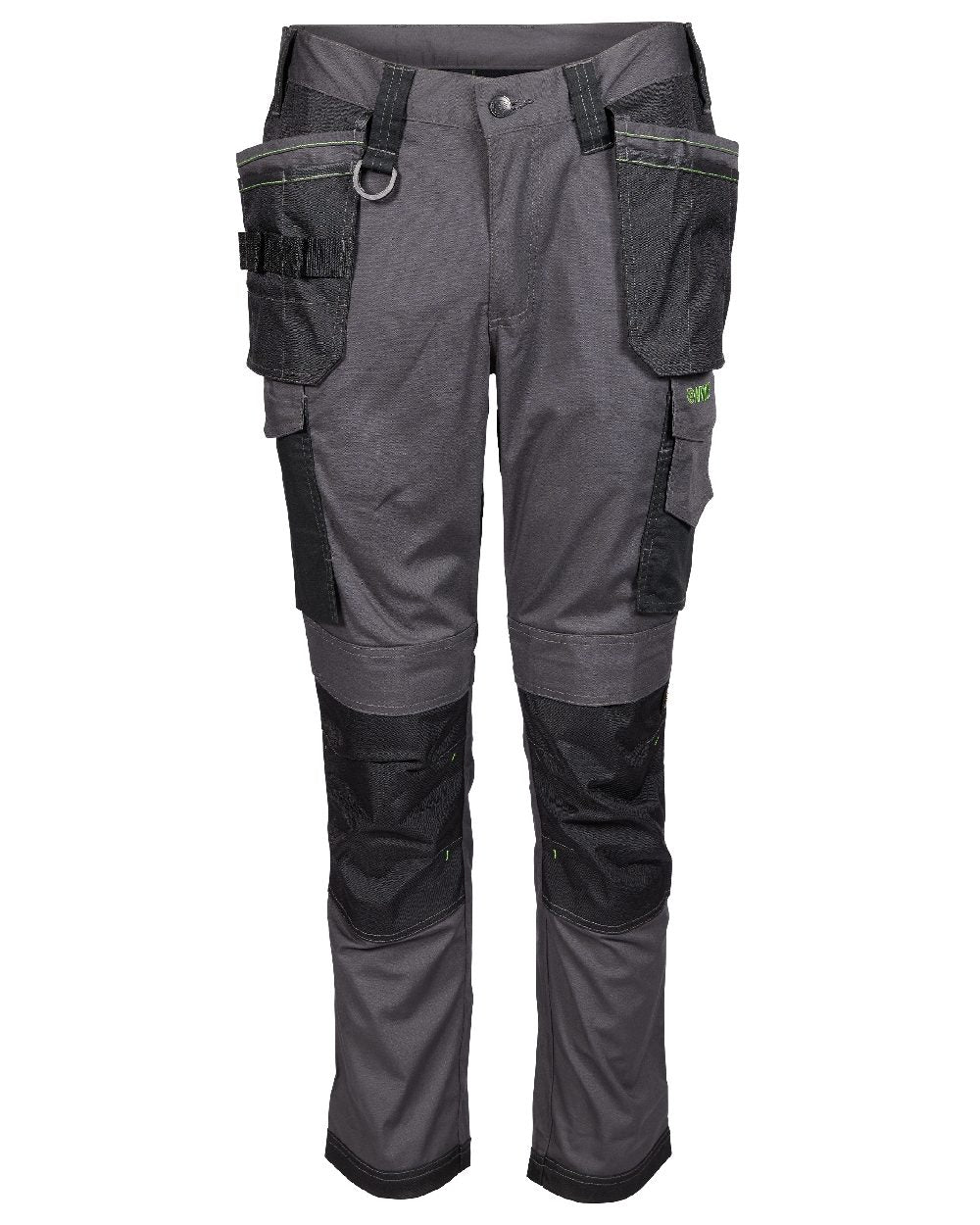 Grey Black Coloured Apache Mens Sudbury Stretch Slim Fit Trousers on white background 
