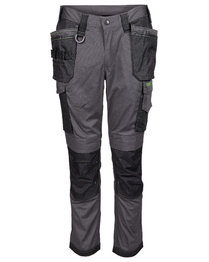 Grey Black Coloured Apache Mens Sudbury Stretch Slim Fit Trousers on white background 