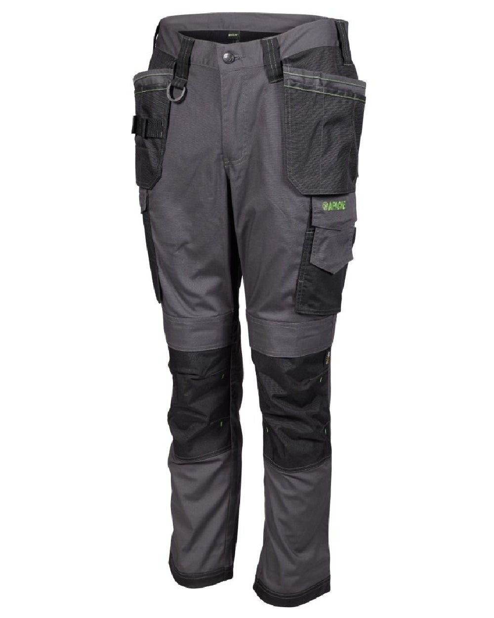 Grey Black Coloured Apache Mens Sudbury Stretch Slim Fit Trousers on white background 