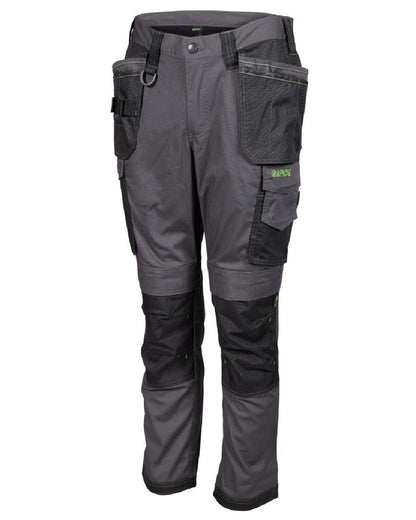 Grey Black Coloured Apache Mens Sudbury Stretch Slim Fit Trousers on white background 