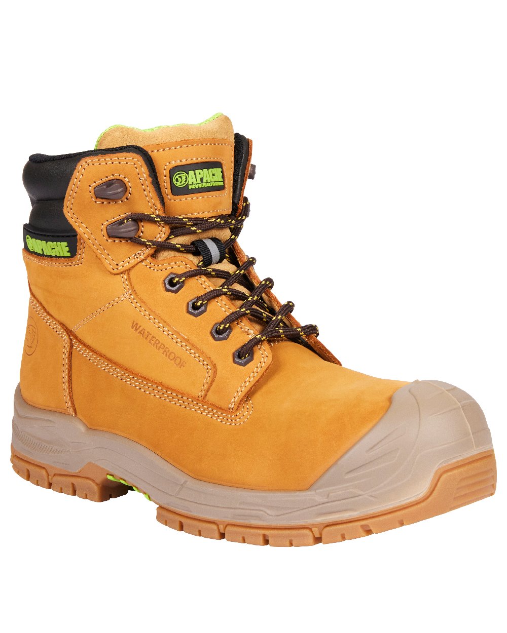 Wheat Coloured Apache Mens Thompson Waterproof Safety Boots on white background 