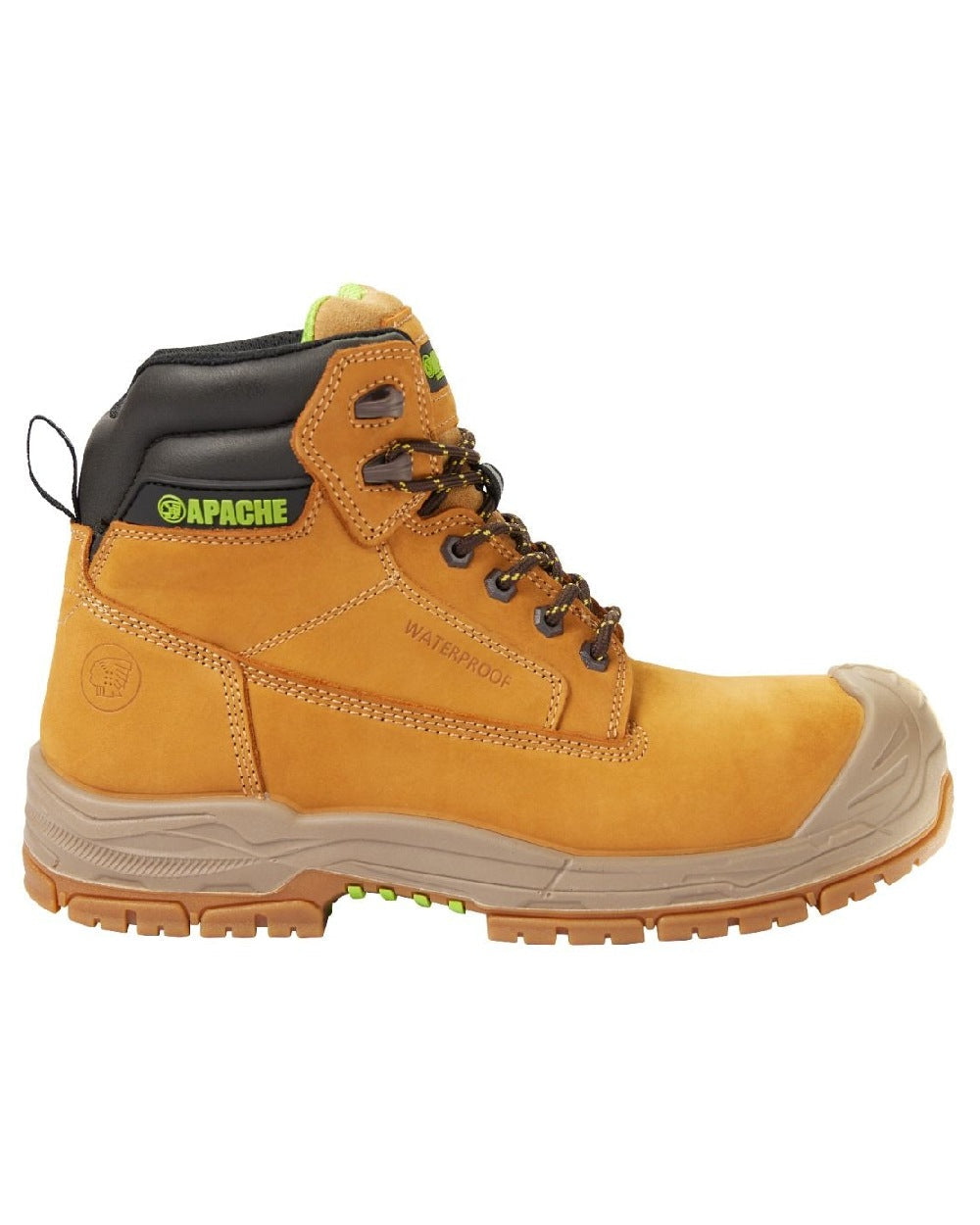 Wheat Coloured Apache Mens Thompson Waterproof Safety Boots on white background 