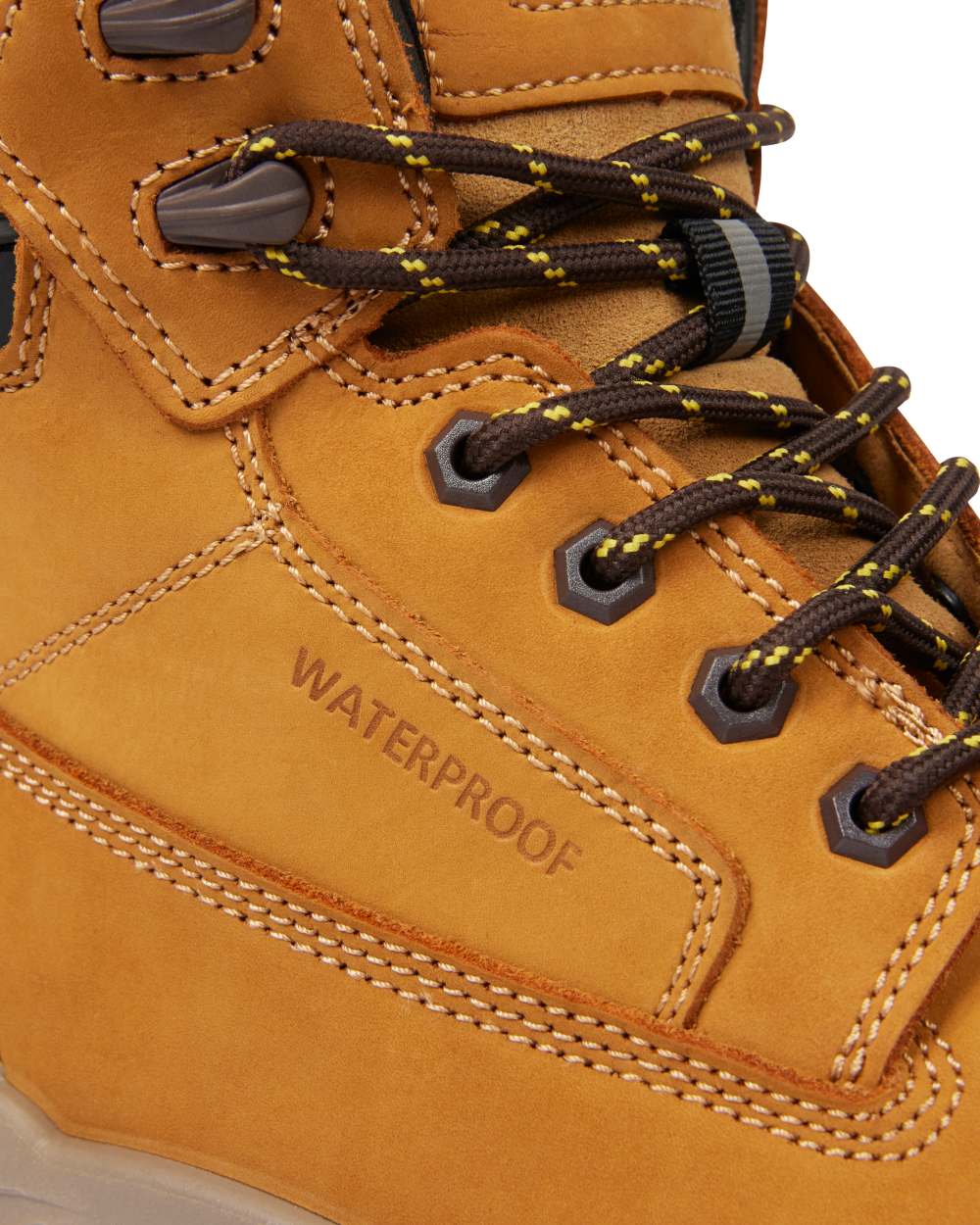 Wheat Coloured Apache Mens Thompson Waterproof Safety Boots on white background 