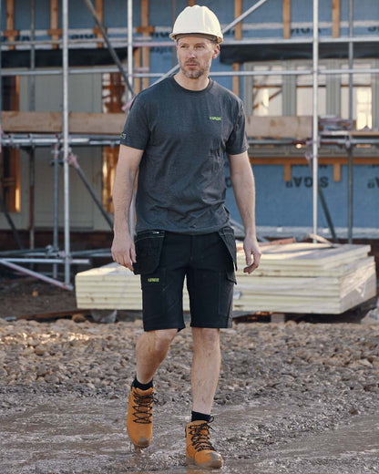 Charcoal Grey Coloured Apache Mens Vancouver Lightweight T-Shirt on outdoor background 