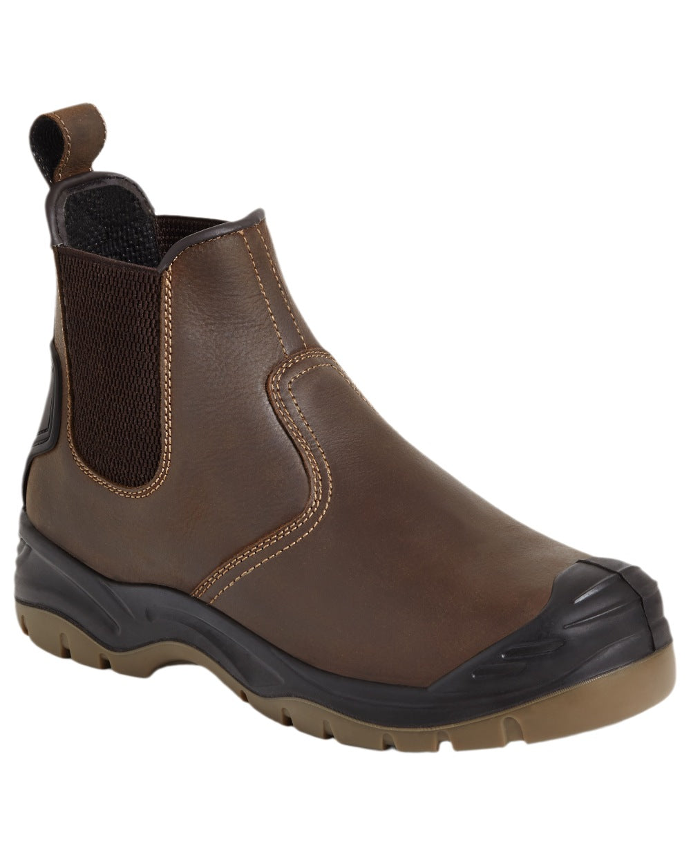 Brown Coloured Apache Mens Water Resistant Safety Dealer Boots on white background 