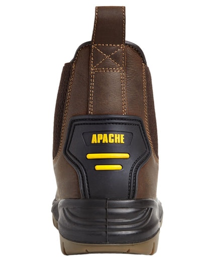 Brown Coloured Apache Mens Water Resistant Safety Dealer Boots on white background 